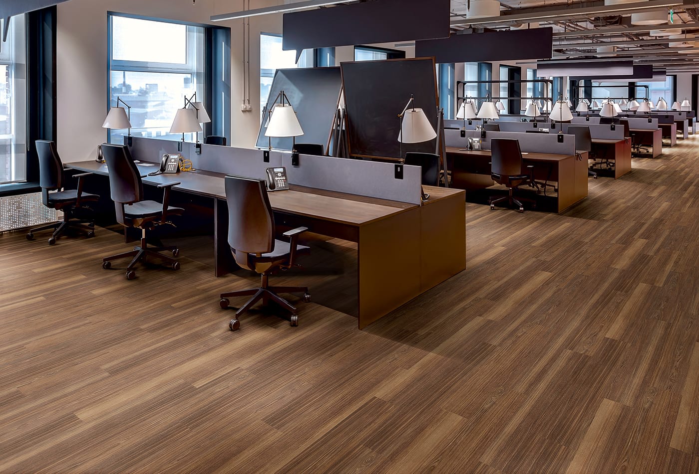 Large office wood flooring