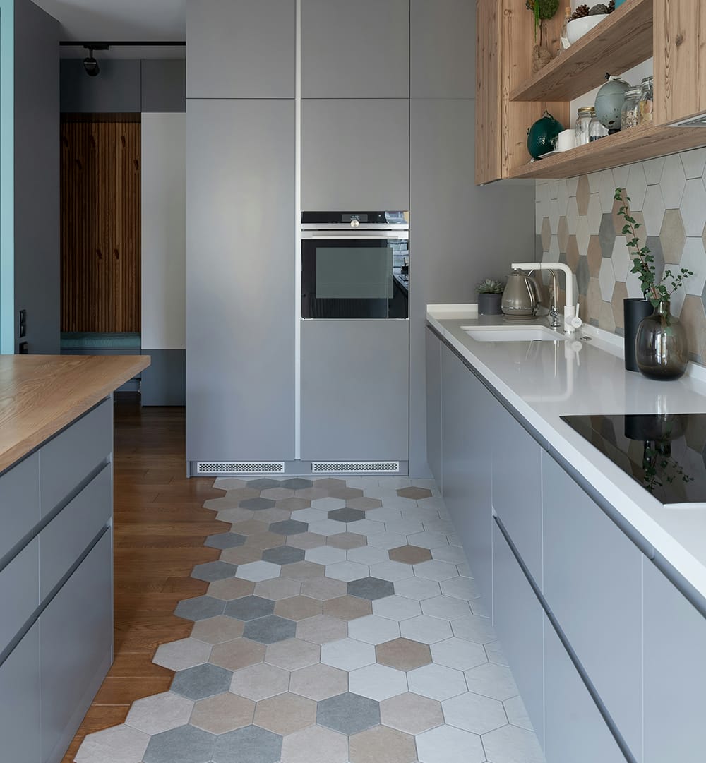 tiled kitchen floor