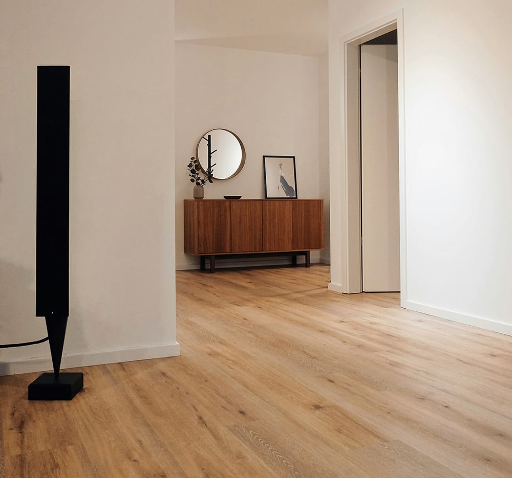 brown interior with vinyl wood floor